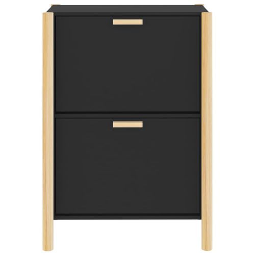 Armoire à chaussures Noir 57,5x33x80 cm Bois d'ingénierie - Photo n°3; ?>