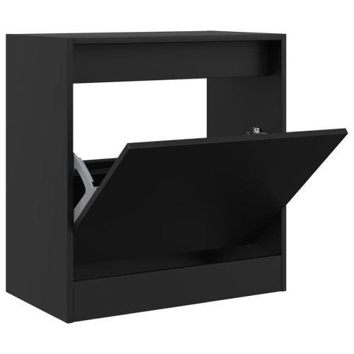 Armoire à chaussures noir 60x34x63,5 cm bois d'ingénierie - Photo n°2; ?>