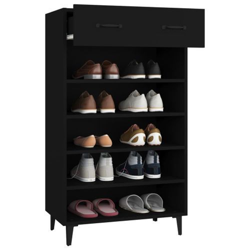 Armoire à chaussures Noir 60x35x105 cm Bois d'ingénierie - Photo n°3; ?>