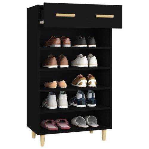 Armoire à chaussures Noir 60x35x105 cm Bois d'ingénierie - Photo n°3; ?>