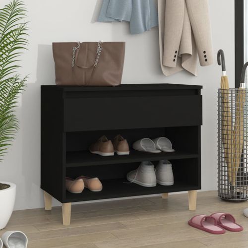 Armoire à chaussures Noir 70x36x60 cm Bois d'ingénierie - Photo n°2; ?>