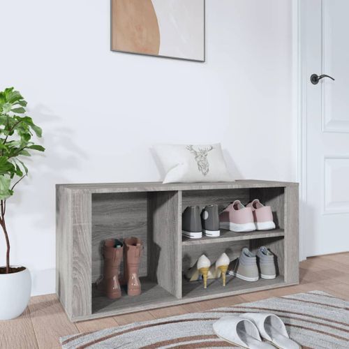 Armoire à chaussures Sonoma gris 100x35x45 cm Bois d'ingénierie - Photo n°2; ?>