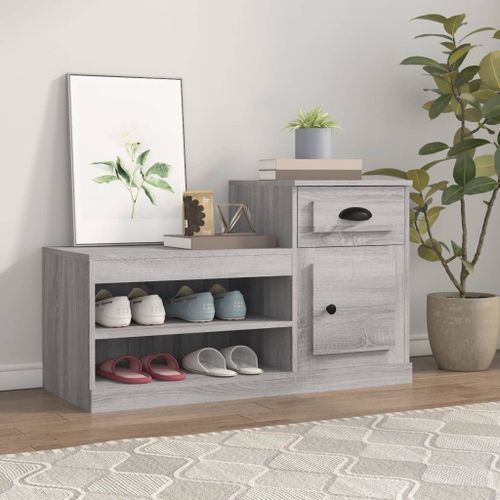 Armoire à chaussures sonoma gris 100x42x60 cm bois d'ingénierie - Photo n°2; ?>