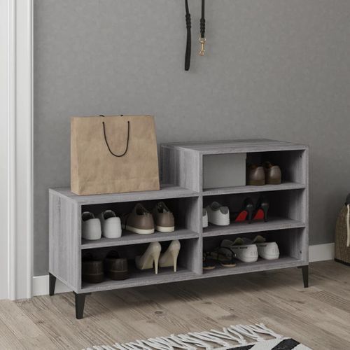 Armoire à chaussures Sonoma gris 102x36x60 cm Bois d'ingénierie - Photo n°3; ?>