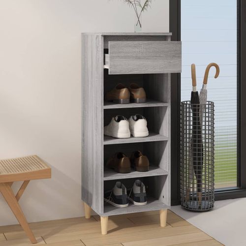 Armoire à chaussures Sonoma gris 40x36x105 cm Bois d'ingénierie - Photo n°3; ?>