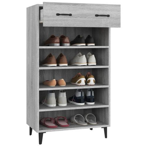 Armoire à chaussures Sonoma gris 60x35x105 cm Bois d'ingénierie - Photo n°3; ?>