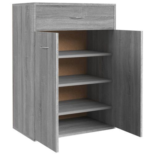 Armoire à chaussures Sonoma gris 60x35x84 cm Bois d'ingénierie - Photo n°3; ?>