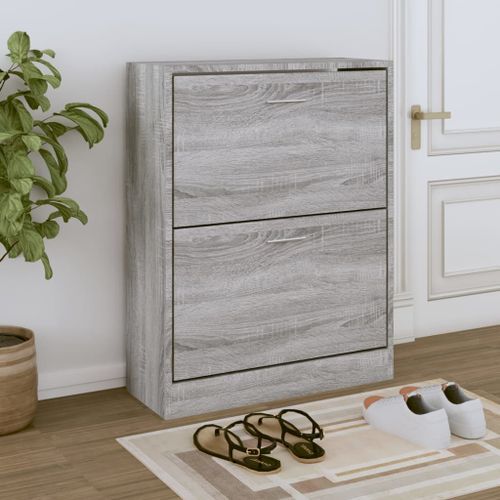 Armoire à chaussures Sonoma gris 63x24x81 cm Bois d'ingénierie - Photo n°2; ?>