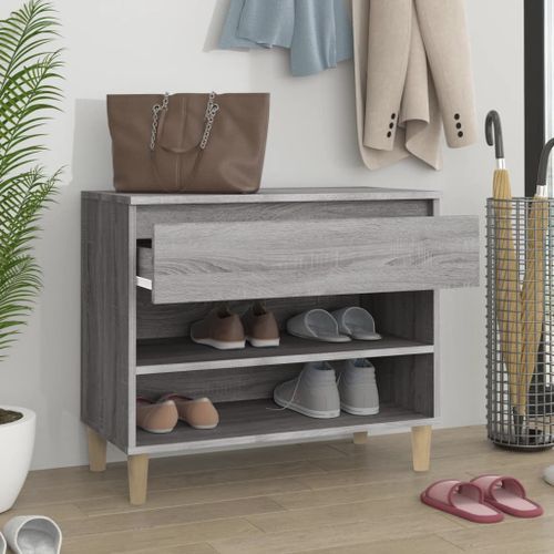 Armoire à chaussures Sonoma gris 70x36x60 cm Bois d'ingénierie - Photo n°3; ?>