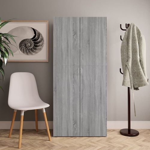 Armoire à chaussures Sonoma gris 80x35,5x180 cm Bois ingénierie - Photo n°2; ?>