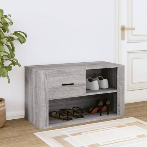 Armoire à chaussures Sonoma gris 80x35x45 cm Bois d'ingénierie - Photo n°3; ?>