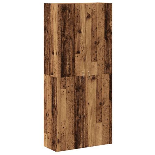 Armoire à chaussures vieux bois 80x35,5x180cm bois d'ingénierie - Photo n°2; ?>