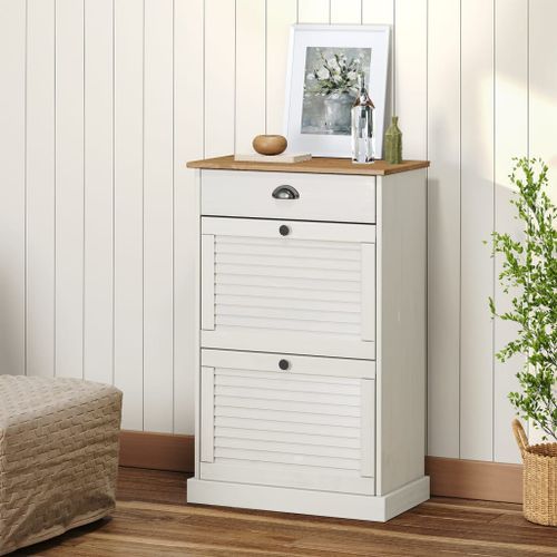 Armoire à chaussures VIGO 60x35x96 cm blanc bois massif de pin - Photo n°2; ?>