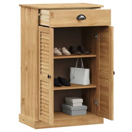 Armoire à chaussures VIGO 60x35x96 cm bois massif de pin - Photo n°3; ?>