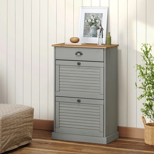 Armoire à chaussures VIGO 60x35x96 cm gris bois massif de pin - Photo n°2; ?>