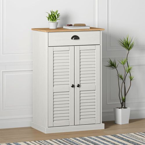 Armoire à chaussures VIGO blanc 60x35x96 cm bois massif de pin - Photo n°2; ?>