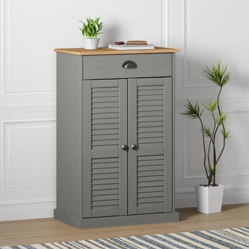 Armoire à chaussures VIGO gris 60x35x96 cm bois massif de pin - Photo n°2; ?>