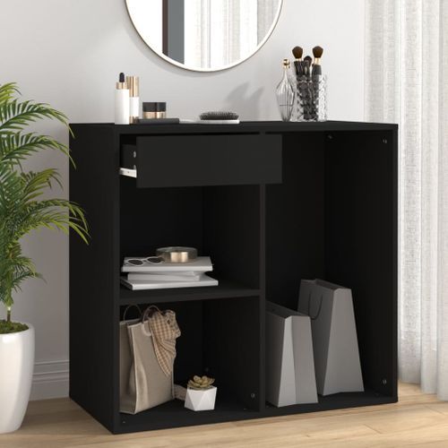 Armoire à cosmétiques noir 80x40x75 cm bois d'ingénierie - Photo n°2; ?>