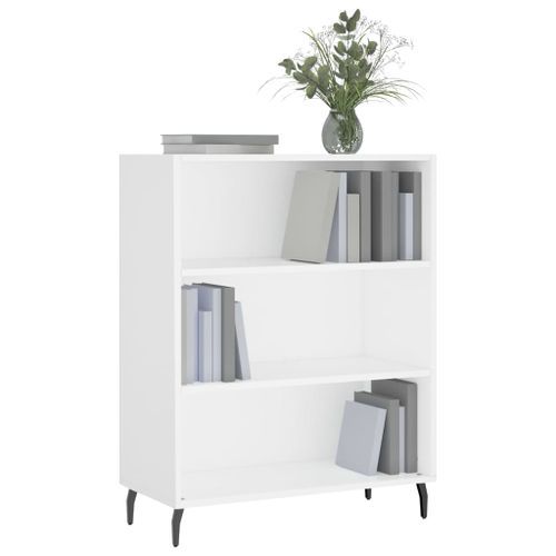 Armoire à étagères blanc 69,5x32,5x90 cm bois d'ingénierie - Photo n°3; ?>