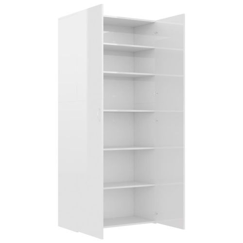 Armoire à étagères Blanc brillant 80x35,5x180 cm Kaspar - Photo n°2; ?>