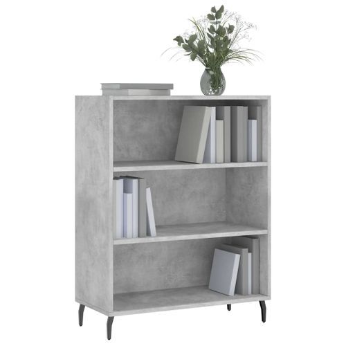 Armoire à étagères gris béton 69,5x32,5x90 cm bois d'ingénierie - Photo n°3; ?>