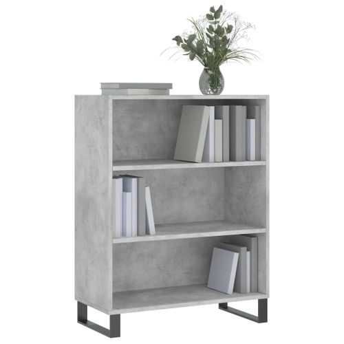 Armoire à étagères gris béton 69,5x32,5x90 cm bois d'ingénierie - Photo n°3; ?>