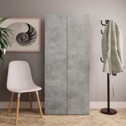 Armoire à étagères Gris béton 80 x 35,5 x 180 cm - Photo n°3; ?>