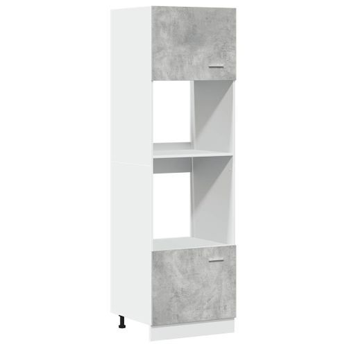 Armoire à micro-ondes Gris béton 60x57x207 cm - Photo n°2; ?>