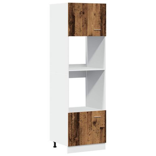 Armoire à micro-ondes vieux bois 60x57x207 cm bois d'ingénierie - Photo n°2; ?>