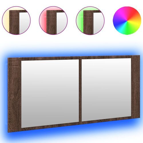 Armoire à miroir à LED de bain chêne marron 100x12x45 cm - Photo n°2; ?>