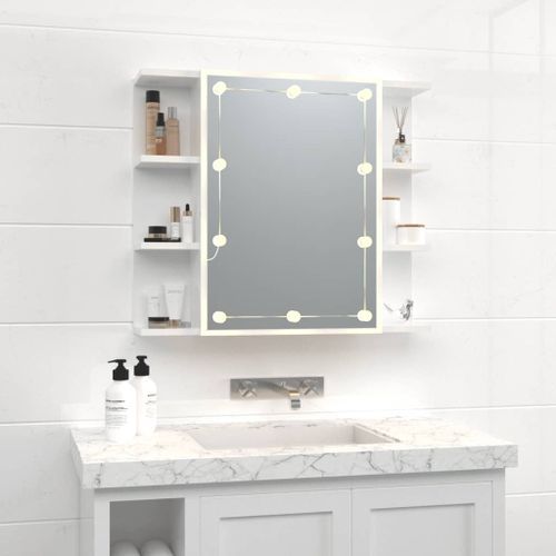 Armoire à miroir avec LED Blanc brillant 70x16,5x60 cm - Photo n°3; ?>