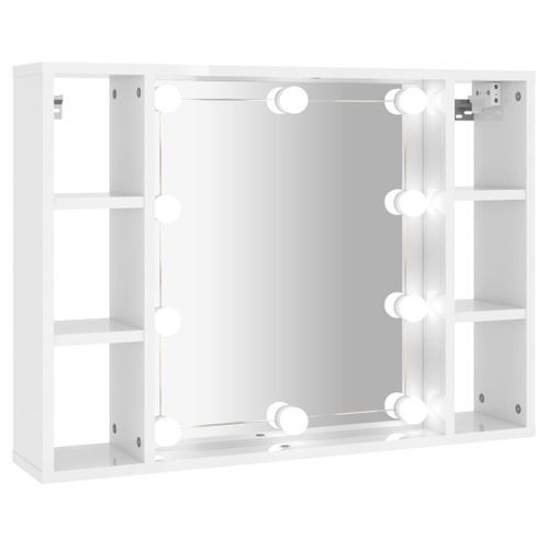 Armoire à miroir avec LED Blanc brillant 76x15x55 cm - Photo n°2; ?>