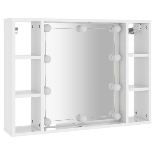Armoire à miroir avec LED Blanc brillant 76x15x55 cm - Photo n°3; ?>