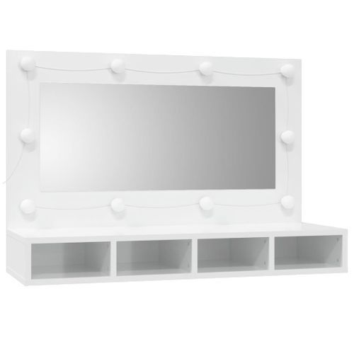 Armoire à miroir avec LED Blanc brillant 90x31,5x62 cm - Photo n°3; ?>