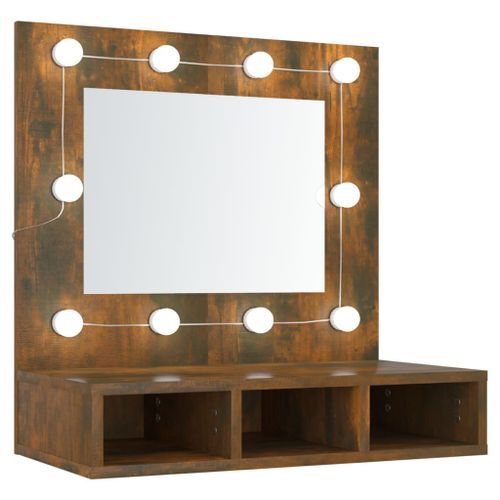 Armoire à miroir avec LED Chêne fumé 60x31,5x62 cm - Photo n°2; ?>