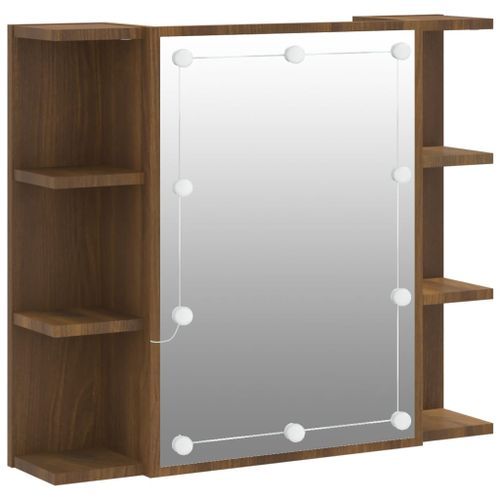 Armoire à miroir avec LED Chêne marron 70x16,5x60 cm - Photo n°2; ?>