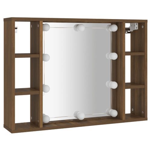 Armoire à miroir avec LED Chêne marron 76x15x55 cm - Photo n°3; ?>