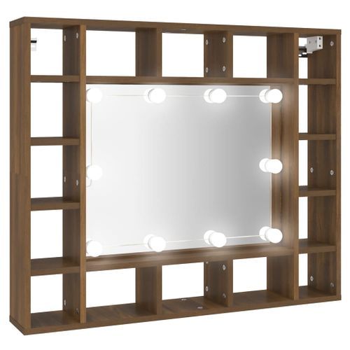 Armoire à miroir avec LED Chêne marron 91x15x76,5 cm - Photo n°2; ?>