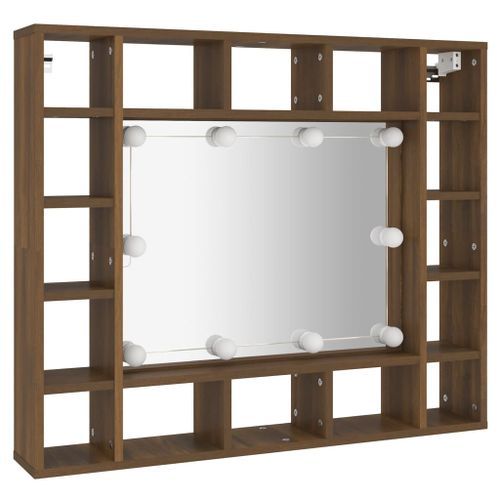 Armoire à miroir avec LED Chêne marron 91x15x76,5 cm - Photo n°3; ?>