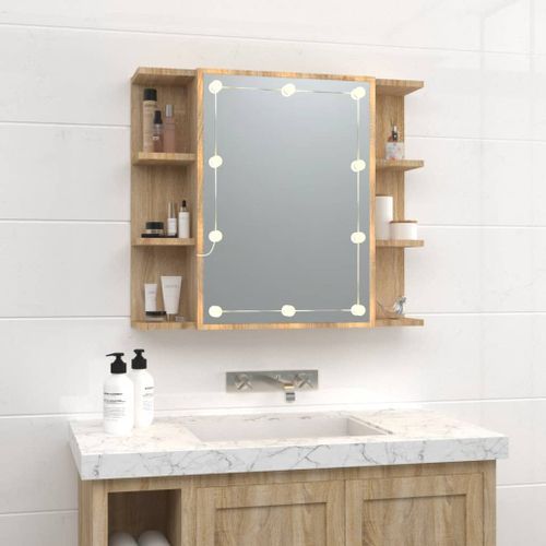 Armoire à miroir avec LED Chêne sonoma 70x16,5x60 cm - Photo n°3; ?>