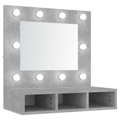 Armoire à miroir avec LED Gris béton 60x31,5x62 cm - Photo n°2; ?>