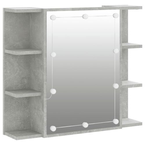 Armoire à miroir avec LED Gris béton 70x16,5x60 cm - Photo n°2; ?>