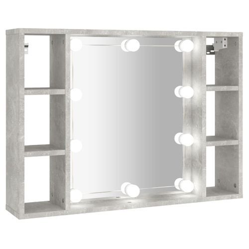 Armoire à miroir avec LED Gris béton 76x15x55 cm - Photo n°2; ?>