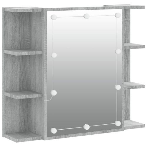 Armoire à miroir avec LED Sonoma gris 70x16,5x60 cm - Photo n°2; ?>