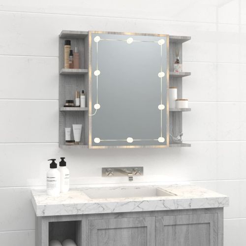 Armoire à miroir avec LED Sonoma gris 70x16,5x60 cm - Photo n°3; ?>