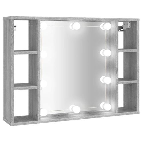 Armoire à miroir avec LED Sonoma gris 76x15x55 cm - Photo n°2; ?>