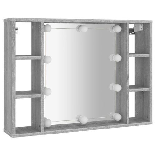 Armoire à miroir avec LED Sonoma gris 76x15x55 cm - Photo n°3; ?>