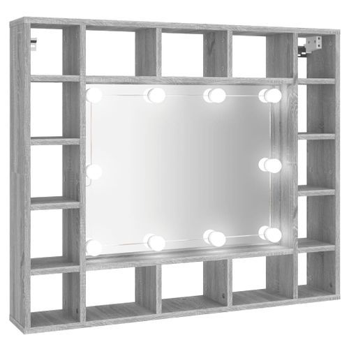 Armoire à miroir avec LED Sonoma gris 91x15x76,5 cm - Photo n°2; ?>