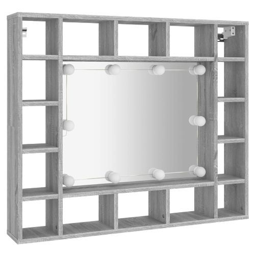 Armoire à miroir avec LED Sonoma gris 91x15x76,5 cm - Photo n°3; ?>