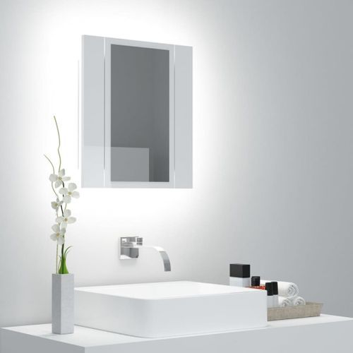 Armoire à miroir de bain à LED Blanc brillant 40x12x45 cm - Photo n°3; ?>